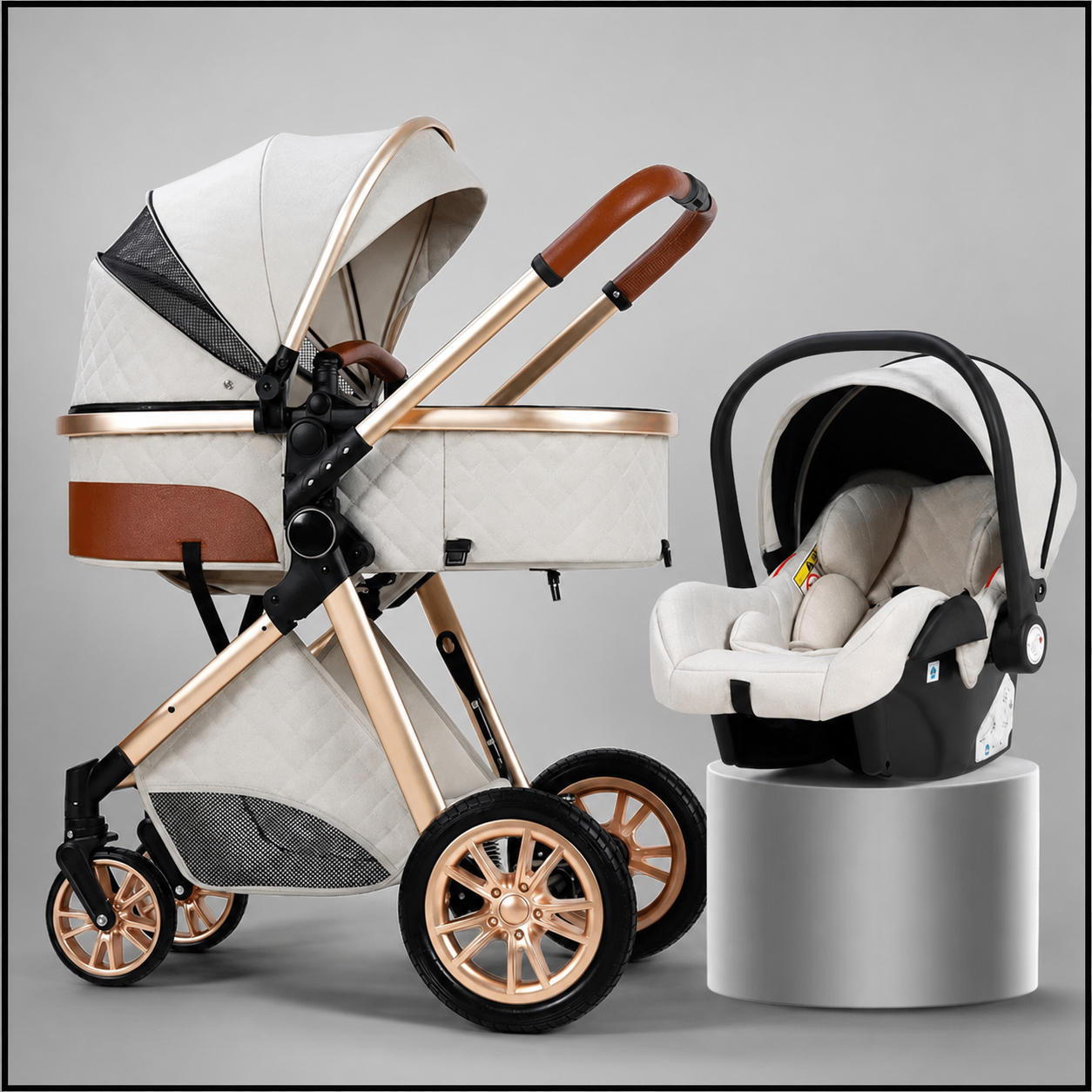 Luxury Off-Road Baby Stroller 3 in 1 High Landscape Baby Cart Can Sit Can Lie Portable Pushchair Baby Cradel Infant Carrier