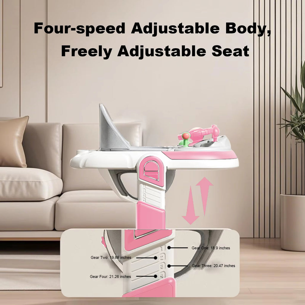 4-in-1 Baby Walker with Parent Push Handle, Sunshade, Feeding Tray & Musical Activity Center