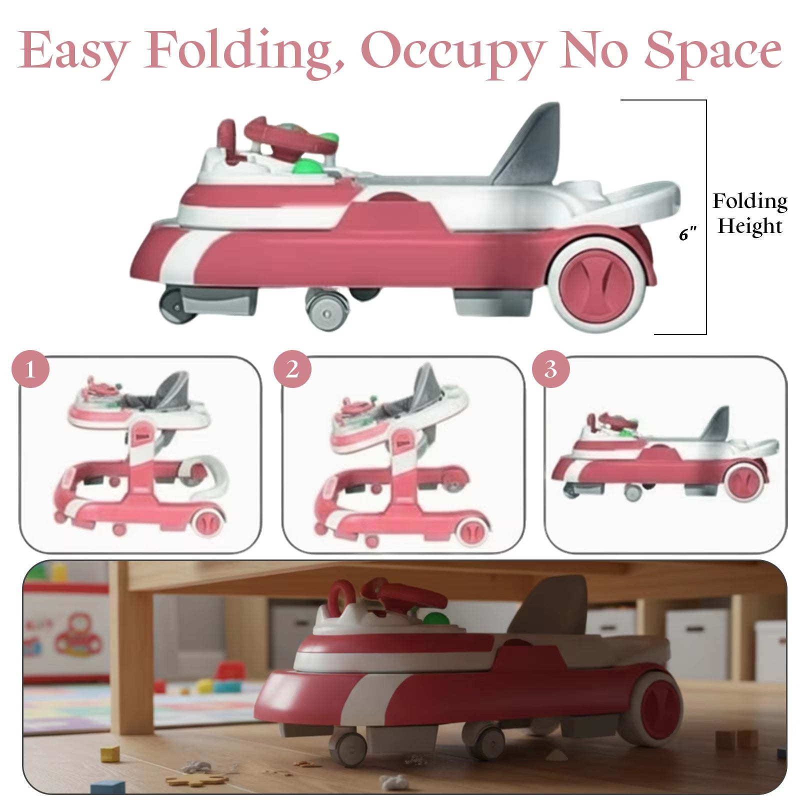 4-in-1 Baby Walker with Parent Push Handle, Sunshade, Feeding Tray & Musical Activity Center