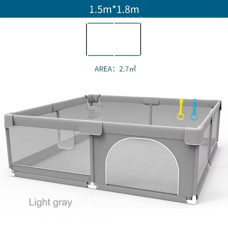 IMBABY Baby Playground 150x180cm Baby Playpen Grey Children's Fence Box with Protective Angle Game Playpen for Children Activity
