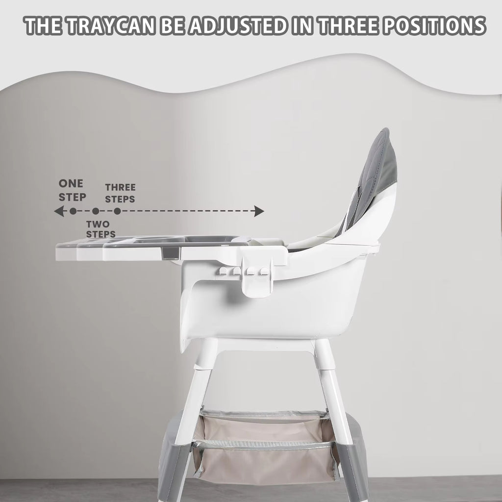 Convertible Baby High Chair – Double-Layer Feeding Tray, Toy Bar & 5-Point Safety