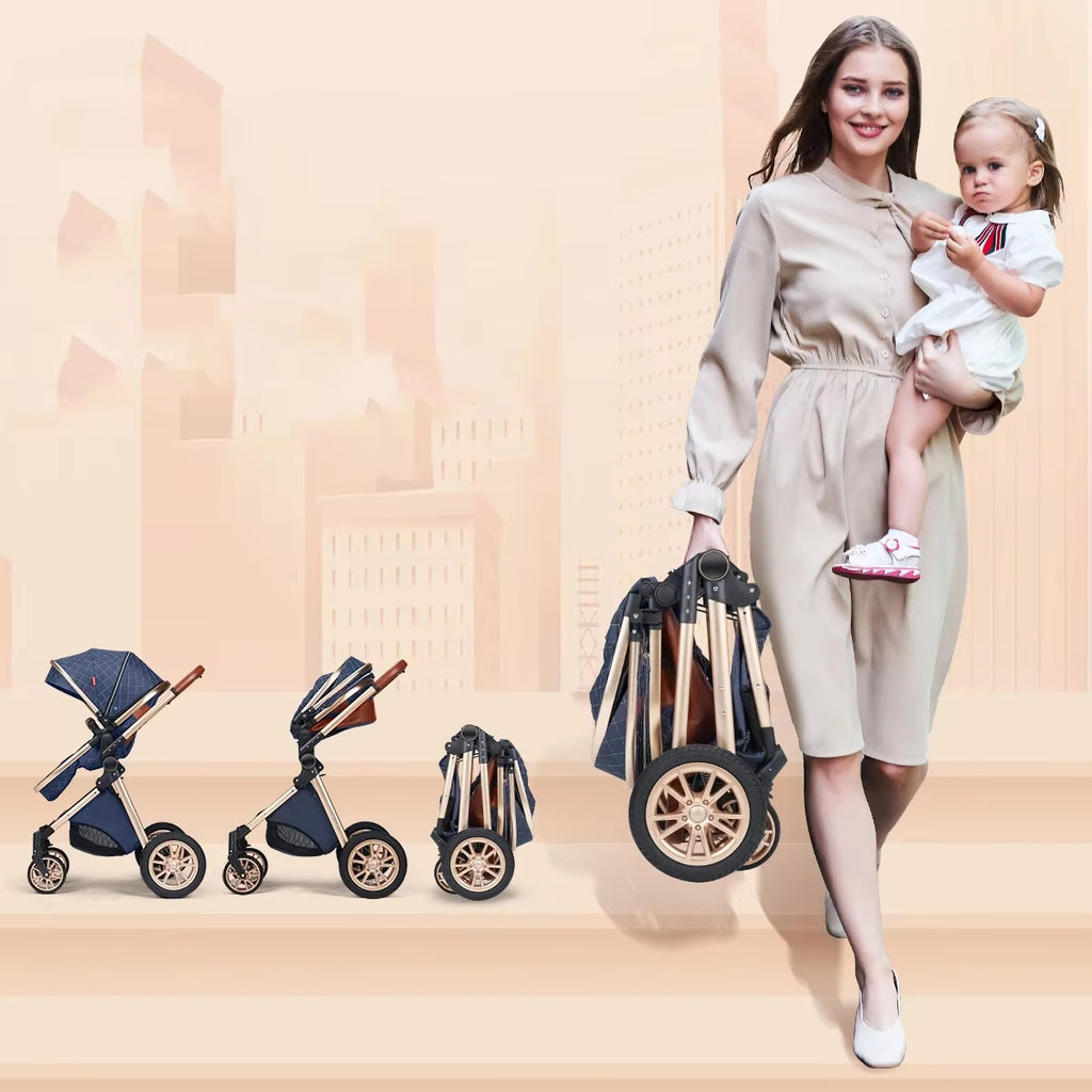 Luxury Off-Road Baby Stroller 3 in 1 High Landscape Baby Cart Can Sit Can Lie Portable Pushchair Baby Cradel Infant Carrier