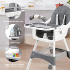 Convertible Baby High Chair – Double-Layer Feeding Tray, Toy Bar & 5-Point Safety
