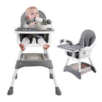 Convertible Baby High Chair – Double-Layer Feeding Tray, Toy Bar & 5-Point Safety