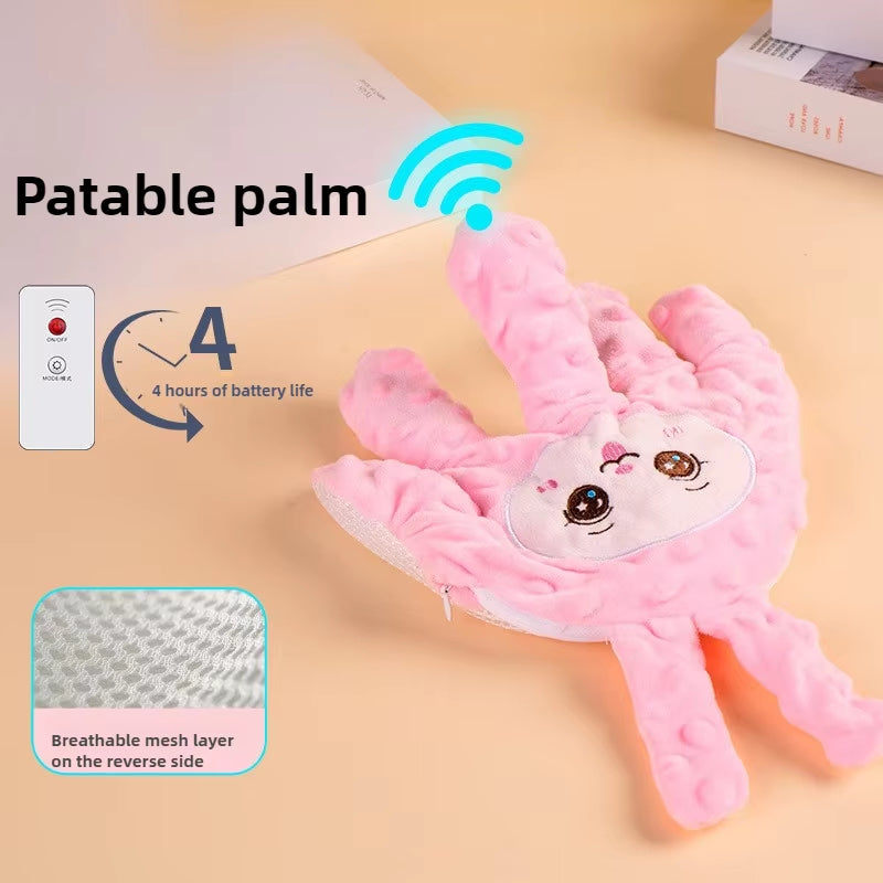 Baby Sleep Aid Hand that mimics gentle patting to help babies relax and fall asleep, with remote control, suitable for infants and toddlers.