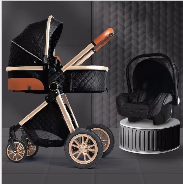 Luxury Off-Road Baby Stroller 3 in 1 High Landscape Baby Cart Can Sit Can Lie Portable Pushchair Baby Cradel Infant Carrier